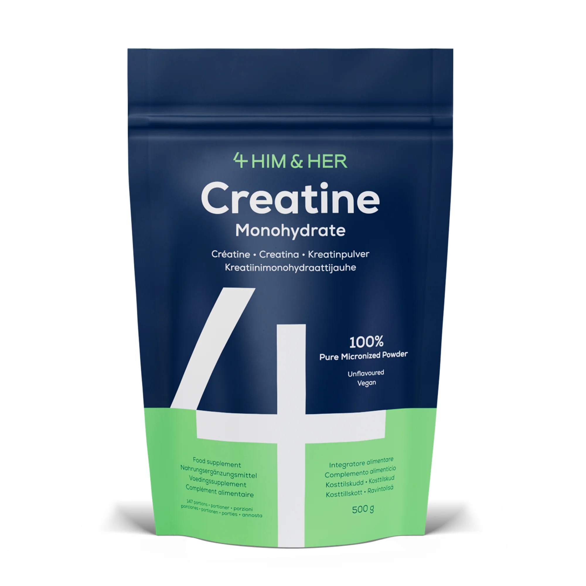 4 HIM & HER Creatine Monohydrate Powder 100% Pure Micronised Creatine 500g