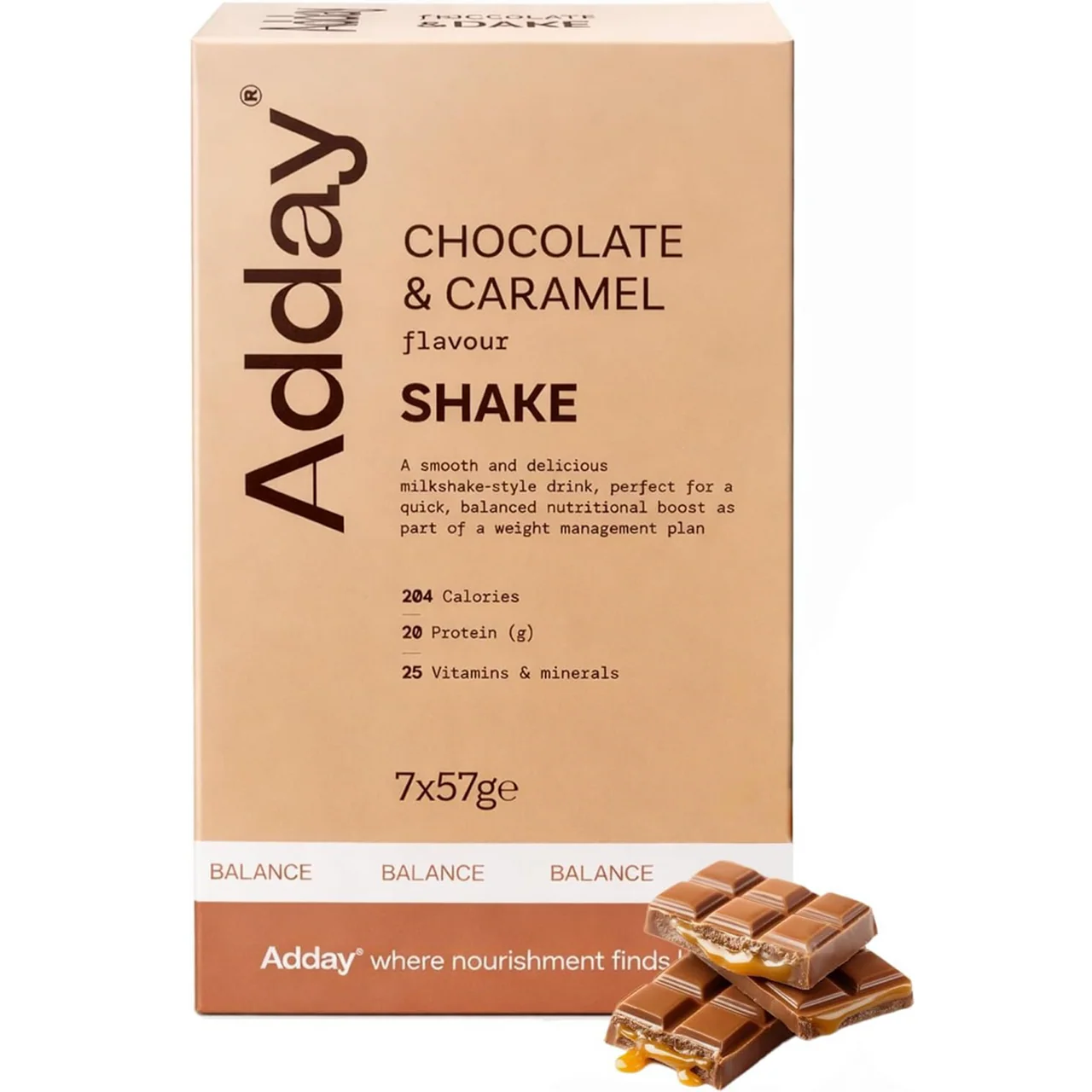 Adday Chocolate & Caramel Flavoured Shake 7 Sachets