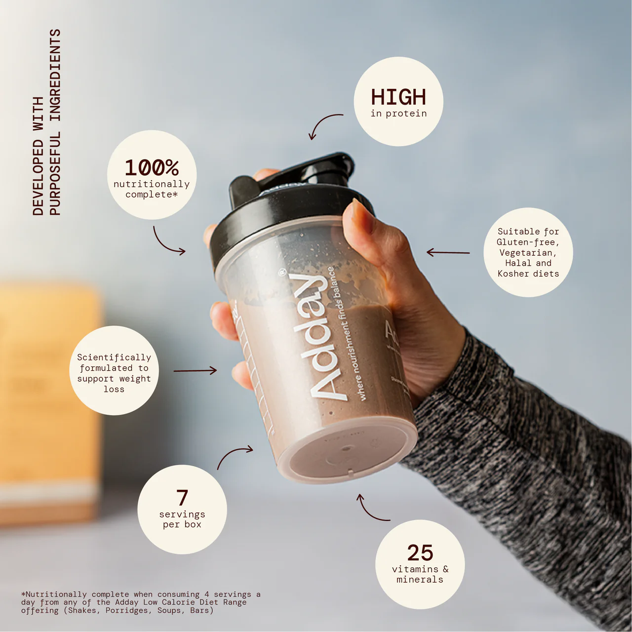 Adday Chocolate & Caramel Flavoured Shake 7 Sachets - Image 3