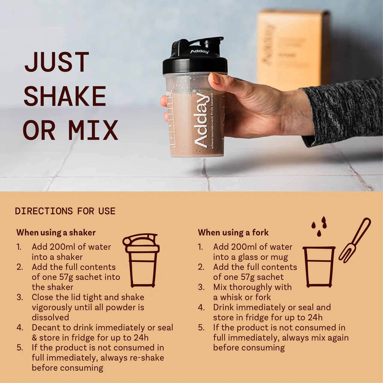 Adday Chocolate & Caramel Flavoured Shake 7 Sachets - Image 4
