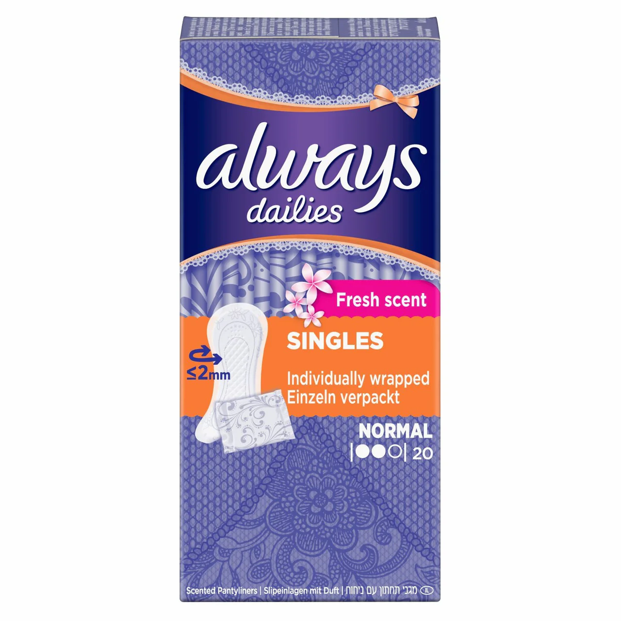 Always Dailies Normal Pantyliners Fresh Scent 20 Liners