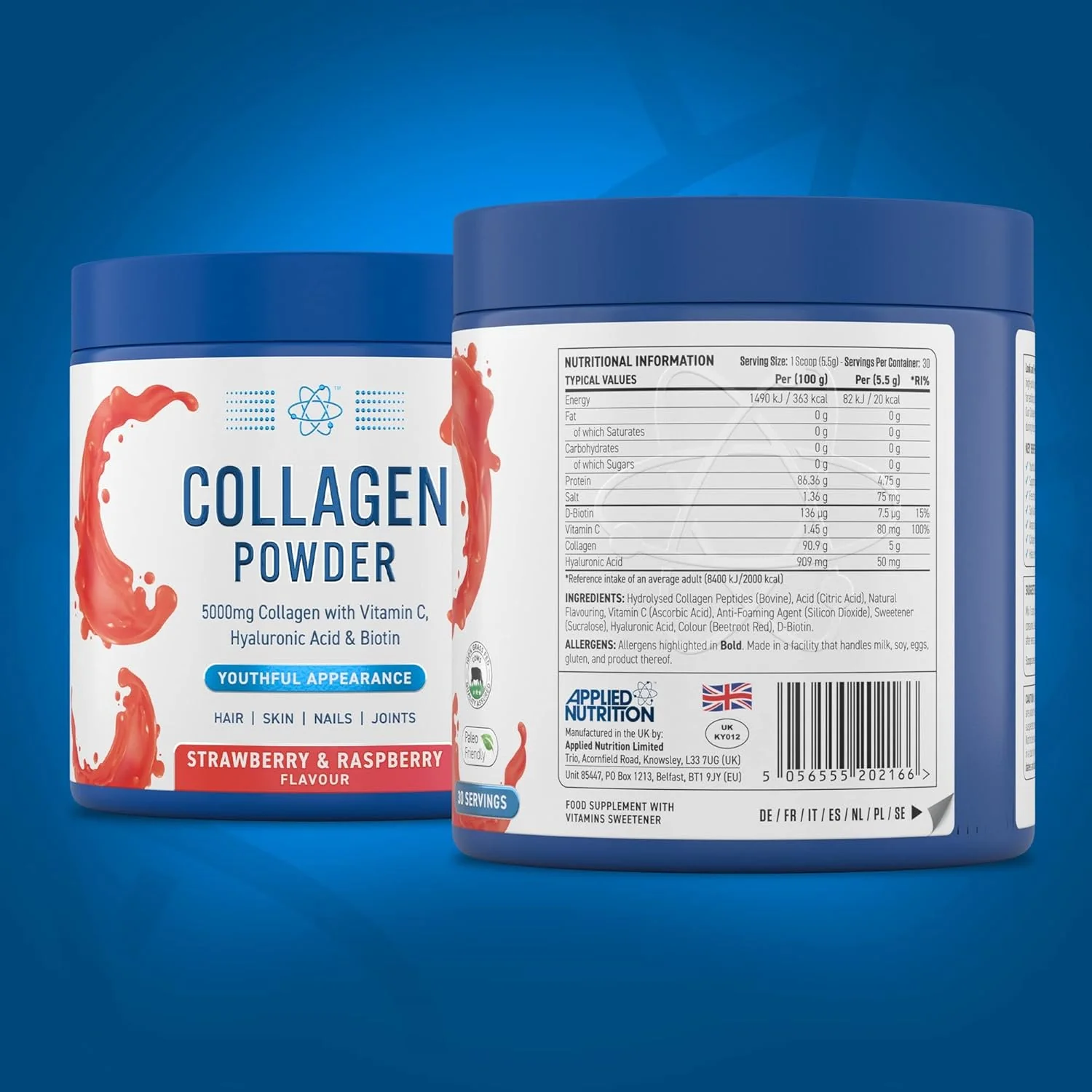 Applied Nutrition Collagen Powder Strawberry Raspberry Flavour 165g - Image 3