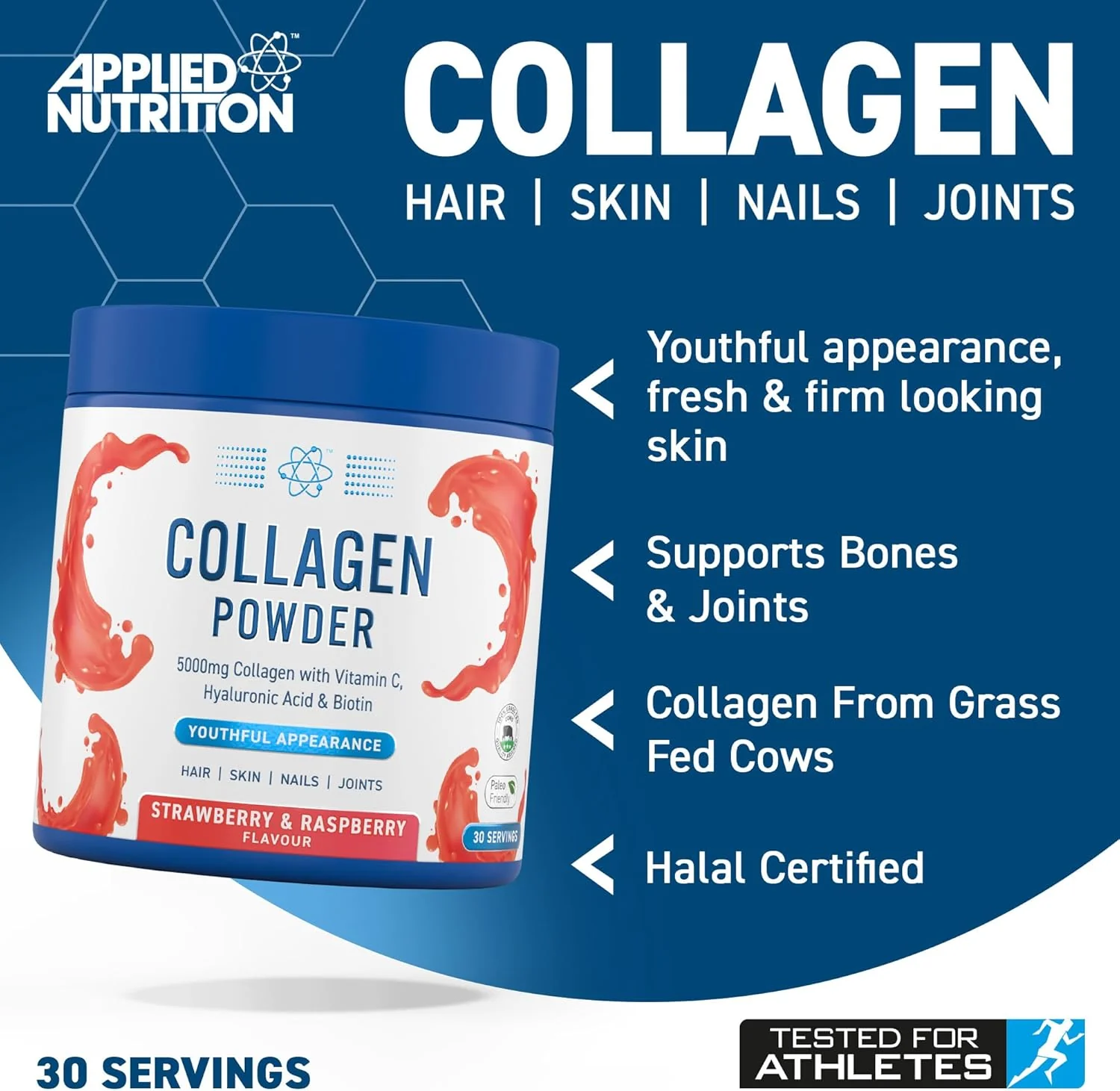 Applied Nutrition Collagen Powder Strawberry Raspberry Flavour 165g - Image 5