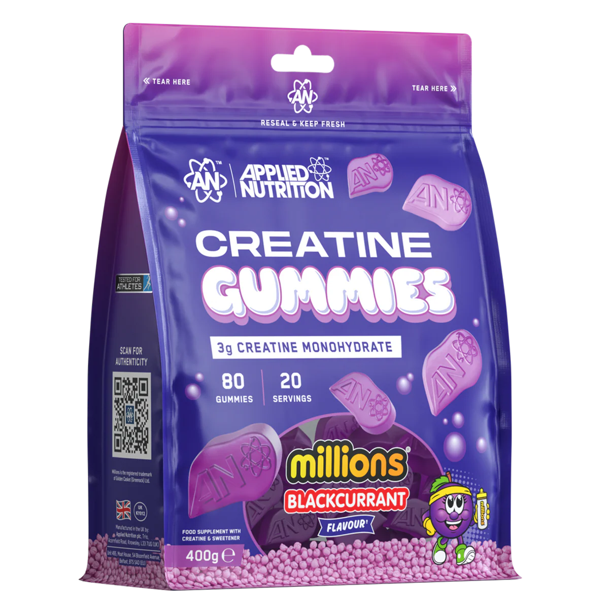 Applied Nutrition Creatine Monohydrate Millions Blackcurrant Flavour 80 Gummies