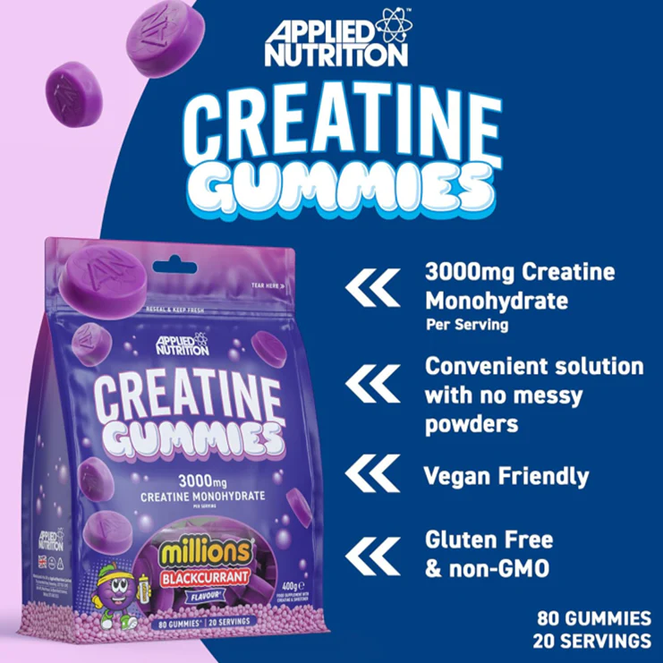 Applied Nutrition Creatine Monohydrate Millions Blackcurrant Flavour 80 Gummies - Image 2