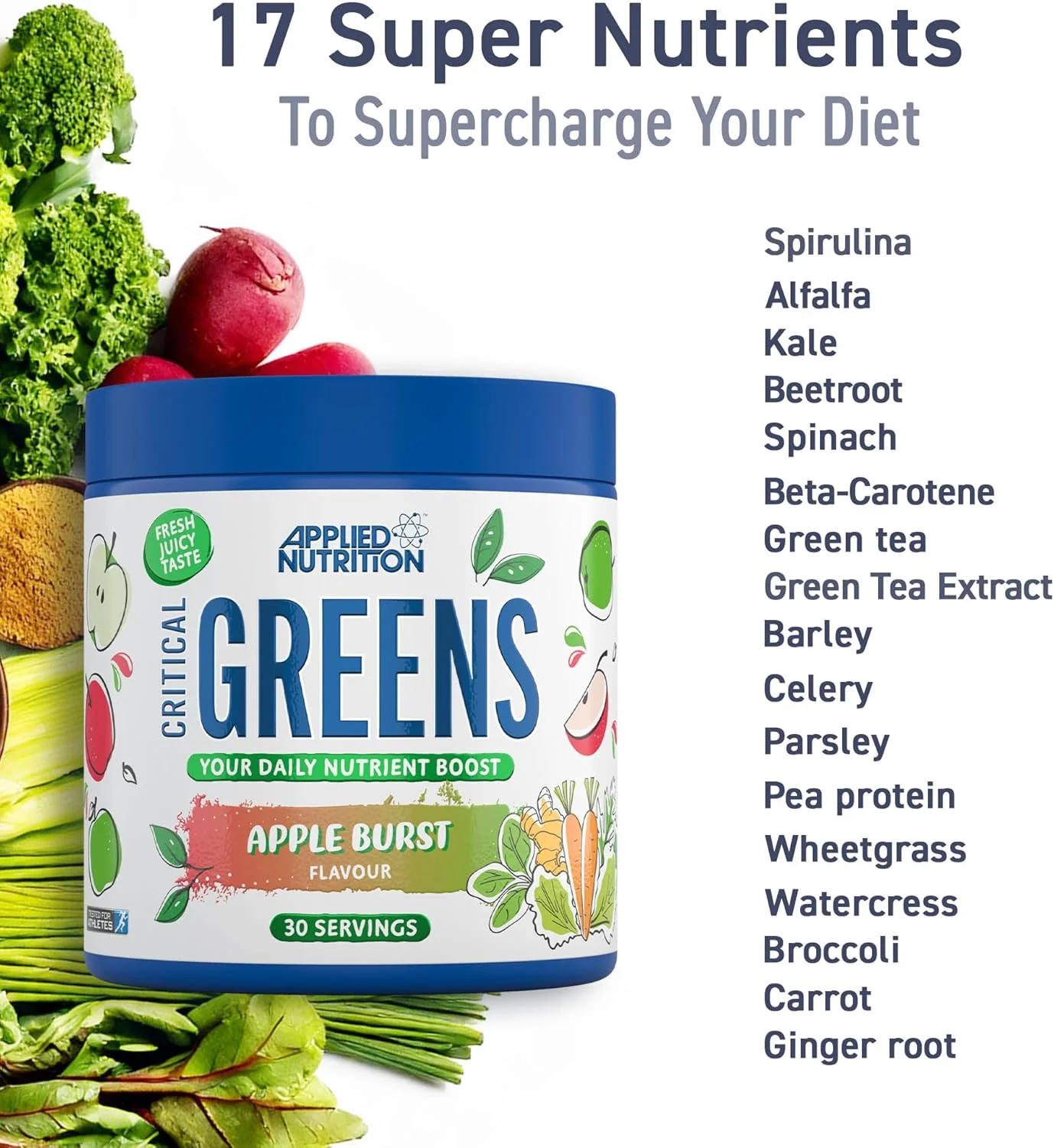 Applied Nutrition Critical Greens Powder Apple Burst 150g - Image 4