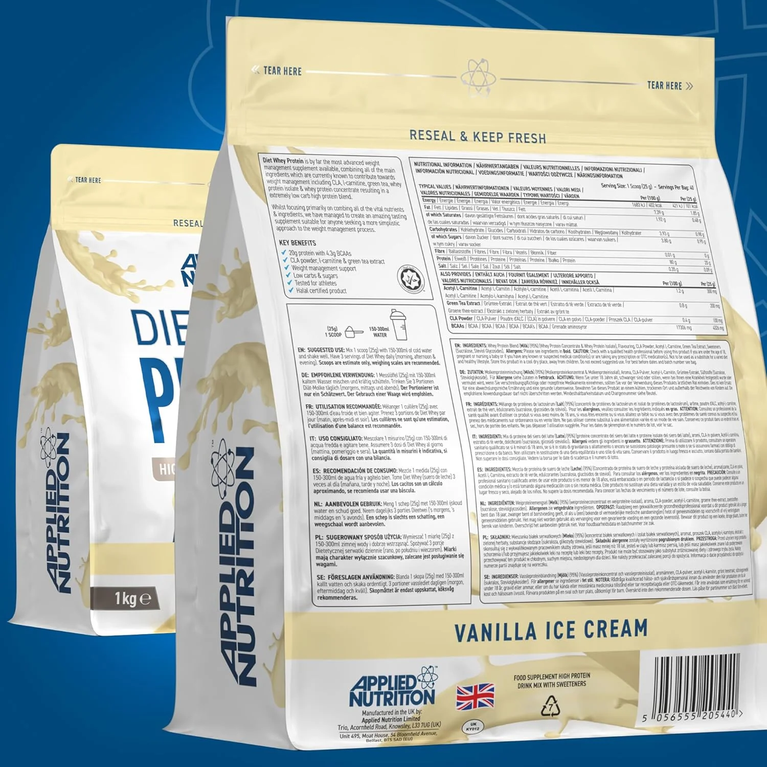 Applied Nutrition Diet Protein Vanilla Flavour 1kg - Image 8