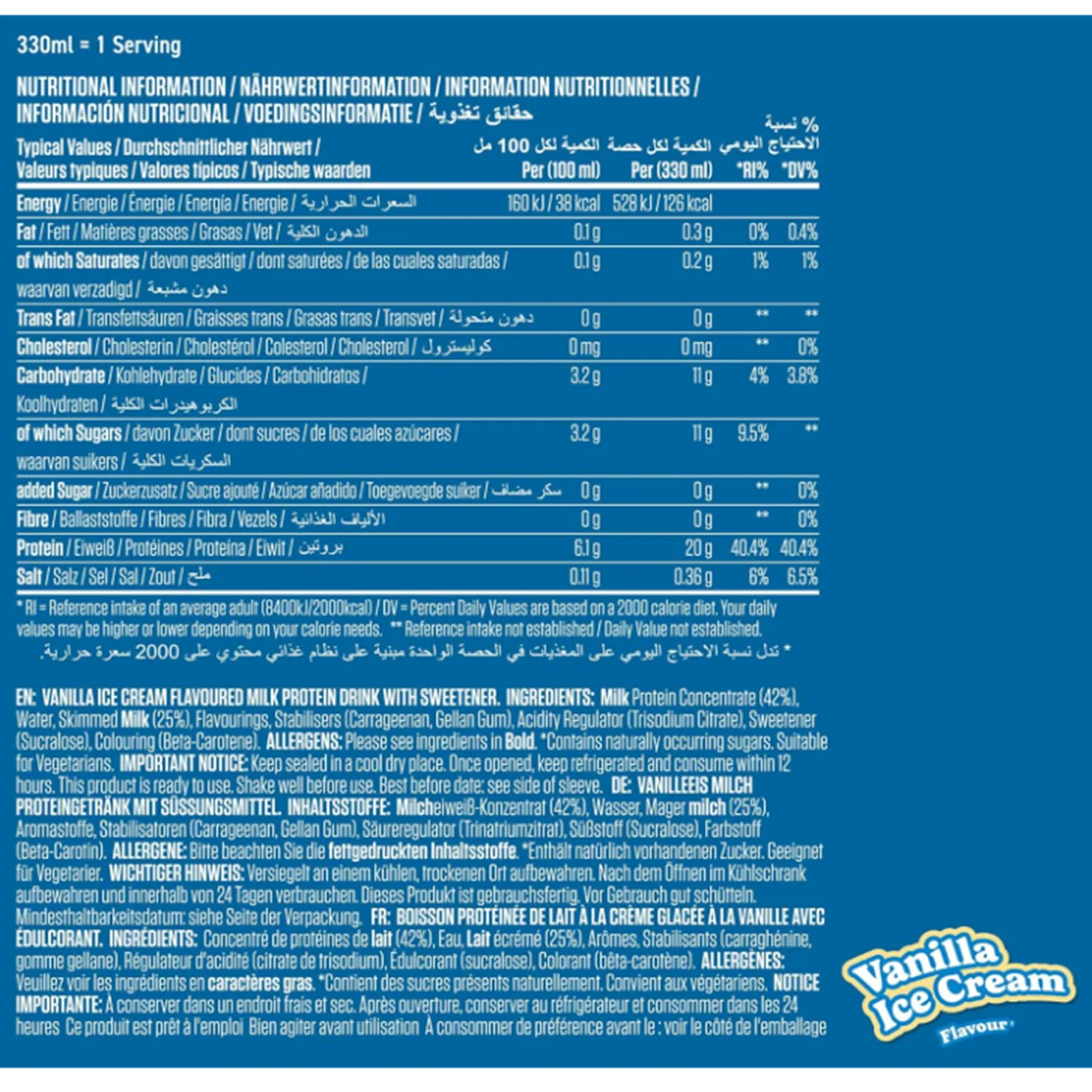 Applied Nutrition High Protein Shake Ready To Drink Vanilla Ice Cream 500m x 8 - Image 5