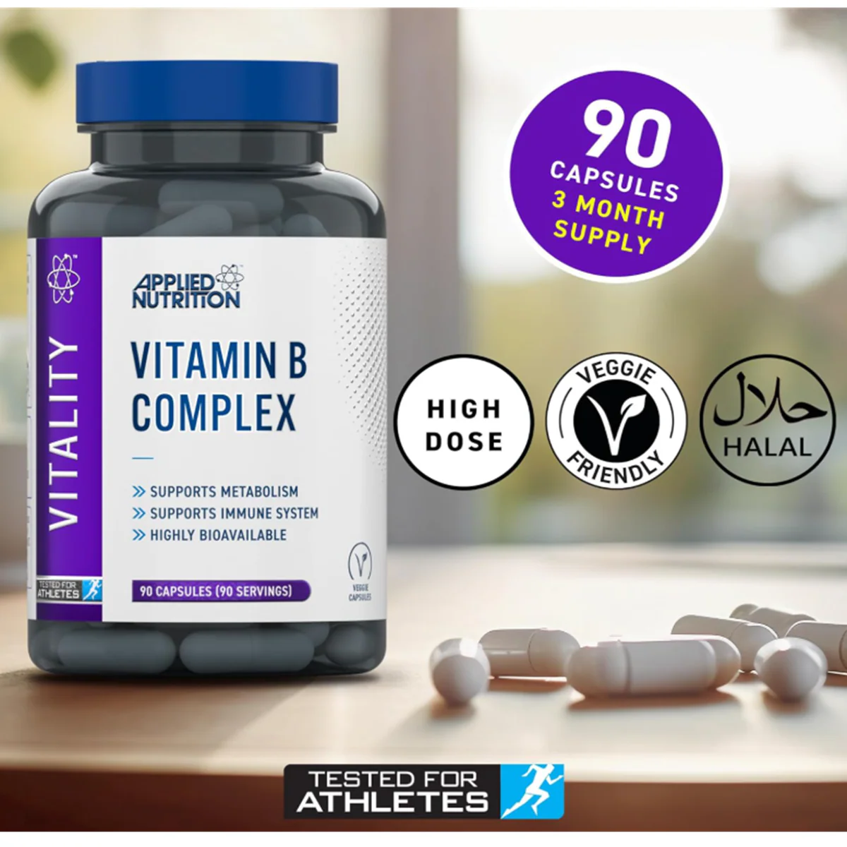 Applied Nutrition Vitality Vitamin B Complex 90 Capsules - Image 4