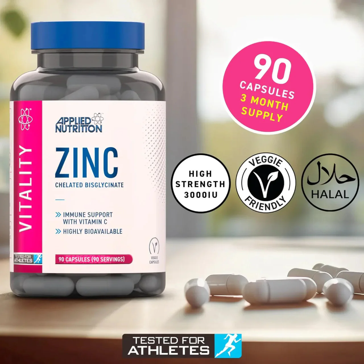 Applied Nutrition Vitality Zinc 90 Capsules - Image 3