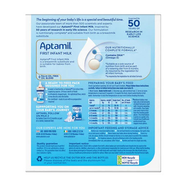 Aptamil 1 From Birth First Infant Milk Starter Pack 6 x 70ml - Image 2