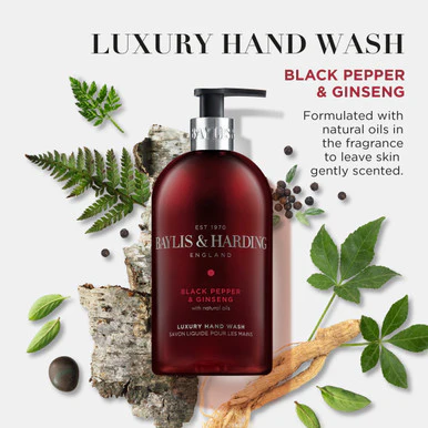 Baylis & Harding Men's Black Pepper & Ginseng Hand Wash 500ml - Image 4