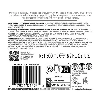 Baylis & Harding Sweet Mandarin & Grapefruit Hand Wash 500ml - Image 3