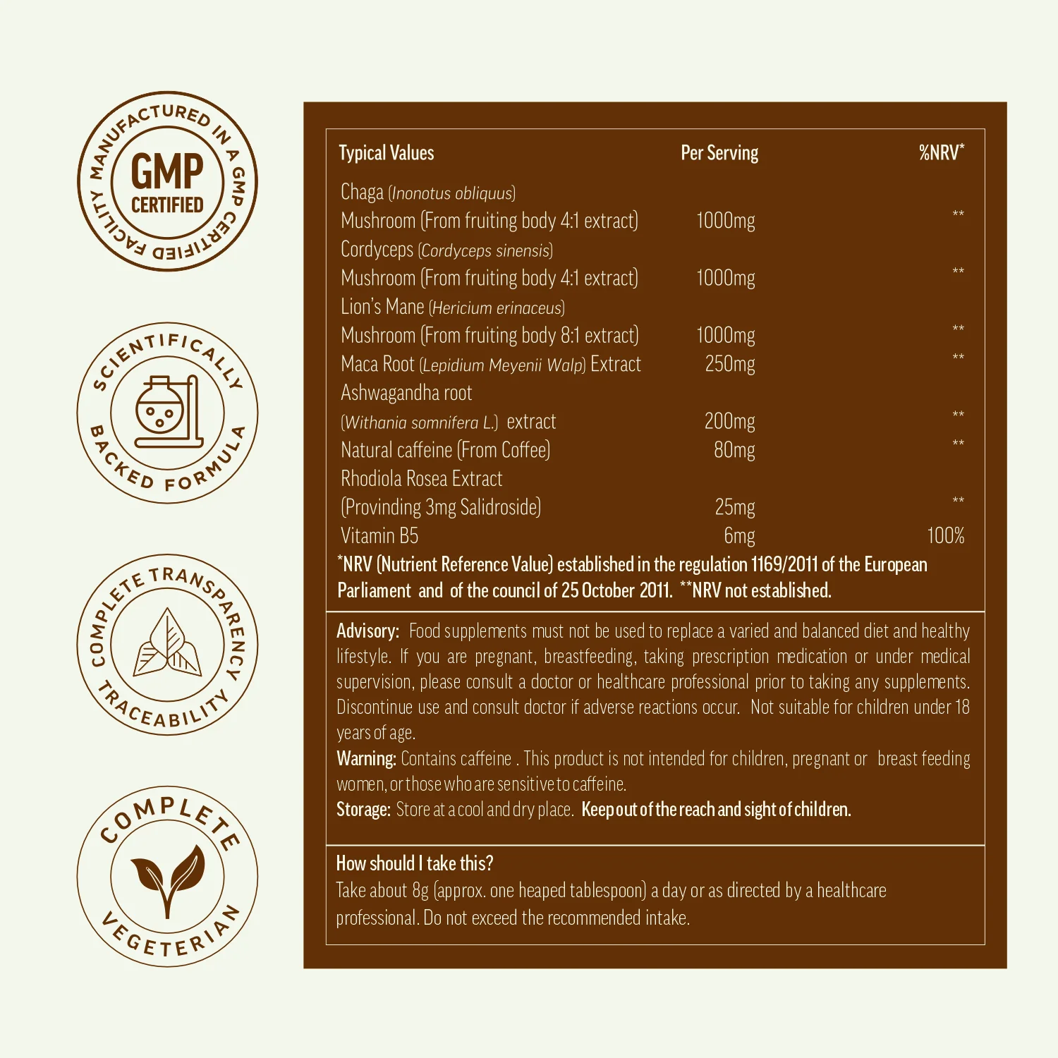 BioCuria Adaptogen Mushroom Coffee, Focus & Stress Support, 240gms - Image 3