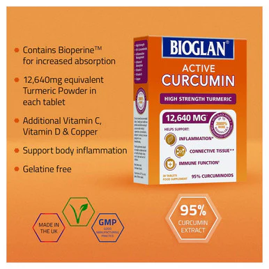 Bioglan Active Curcumin High Strength Turmeric 30 Tablets - Image 2