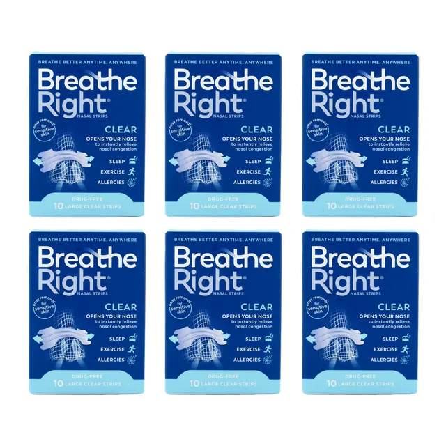 Breathe Right Nasal Strips Clear Large x 6