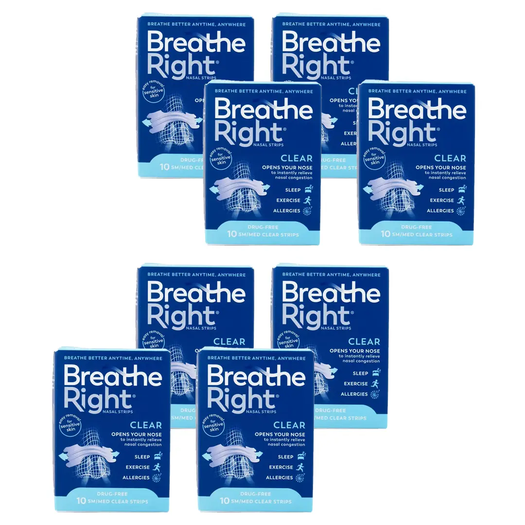 Breathe Right Nasal Strips Clear S/M 10s x 8