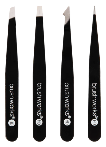 Brushworks 4 Piece Combination Tweezer Set Black - Image 2