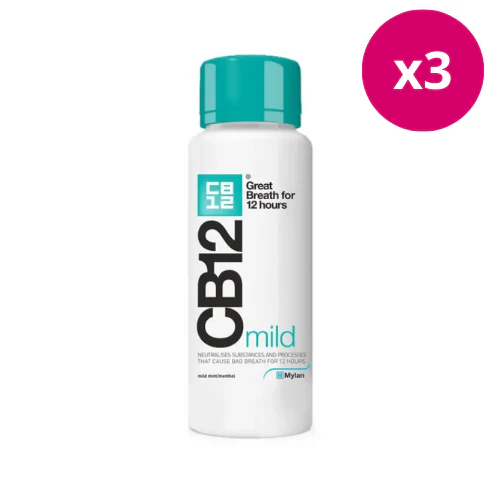 CB12 Mild Mint-Menthol Mouthwash 250ml x 3