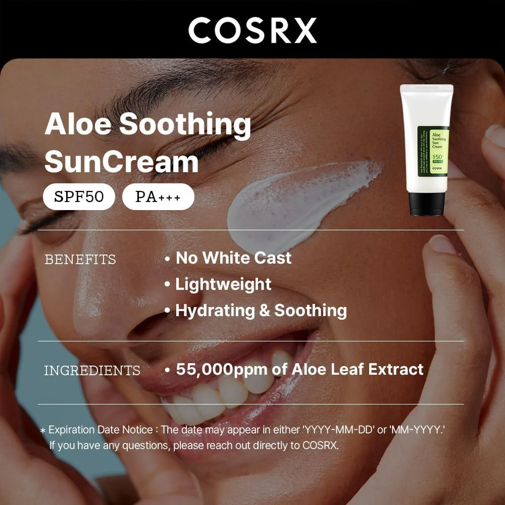 COSRX Aloe Soothing Sun Cream SPF50+ 50ml - Image 2