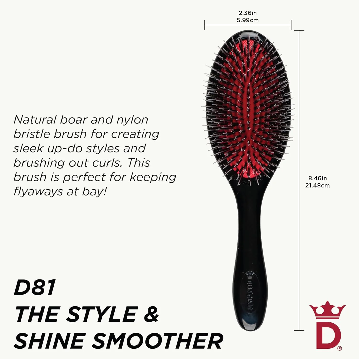 Denman D81M Medium Style & Shine Brush Black - Image 2