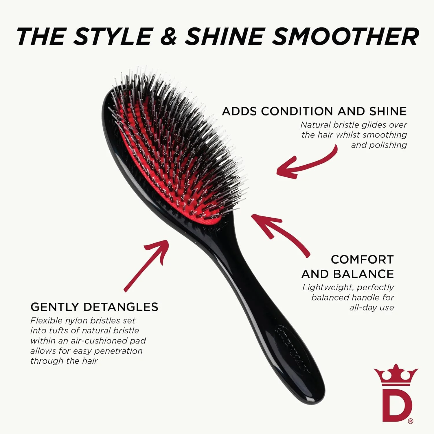 Denman D81M Medium Style & Shine Brush Black - Image 7
