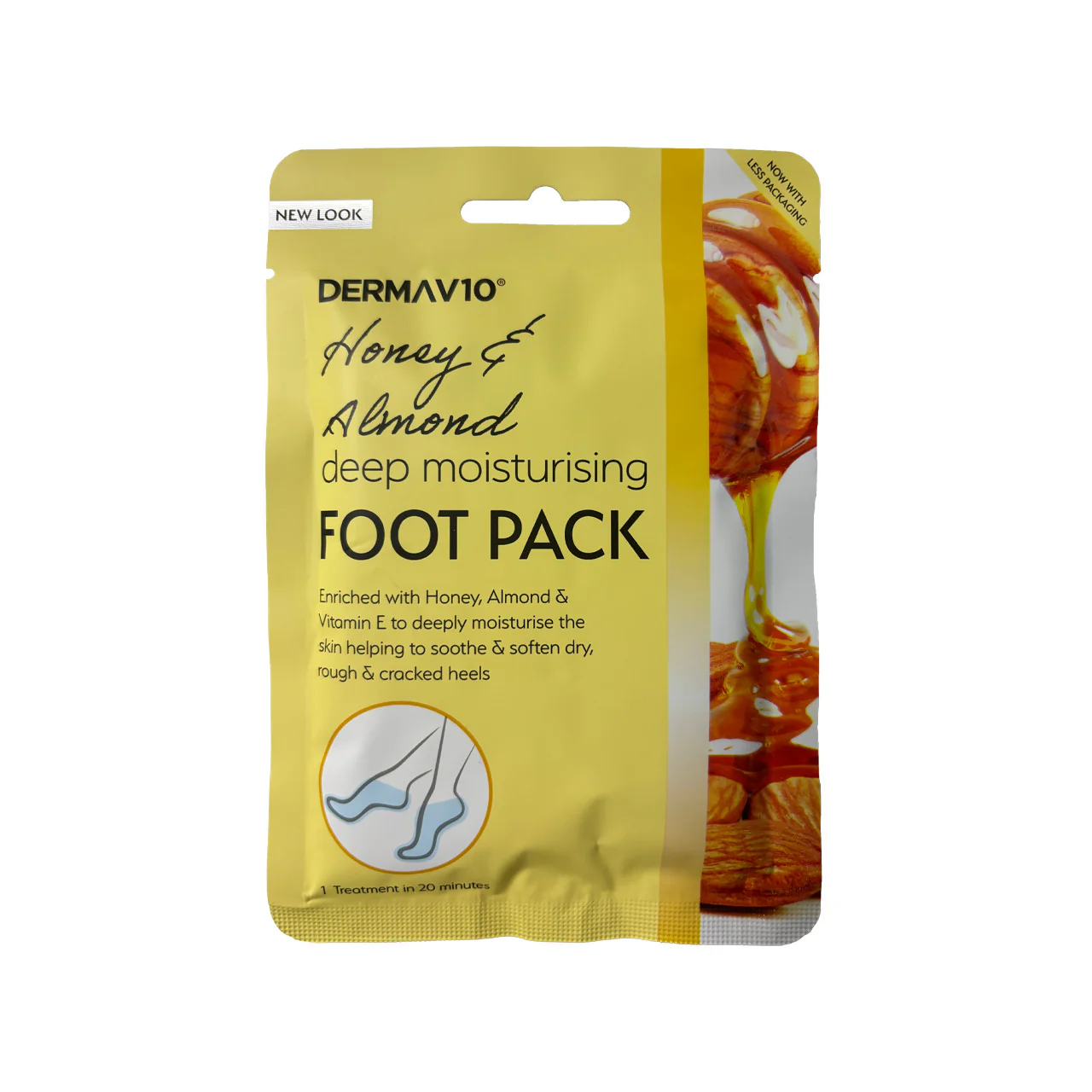 DermaV10 Deep Moisturising Foot Packs Honey & Almond 1 Pair