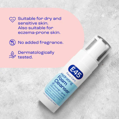 E45 Foaming Face Cleanser for Dry & Sensitive Skin 200ml - Image 5