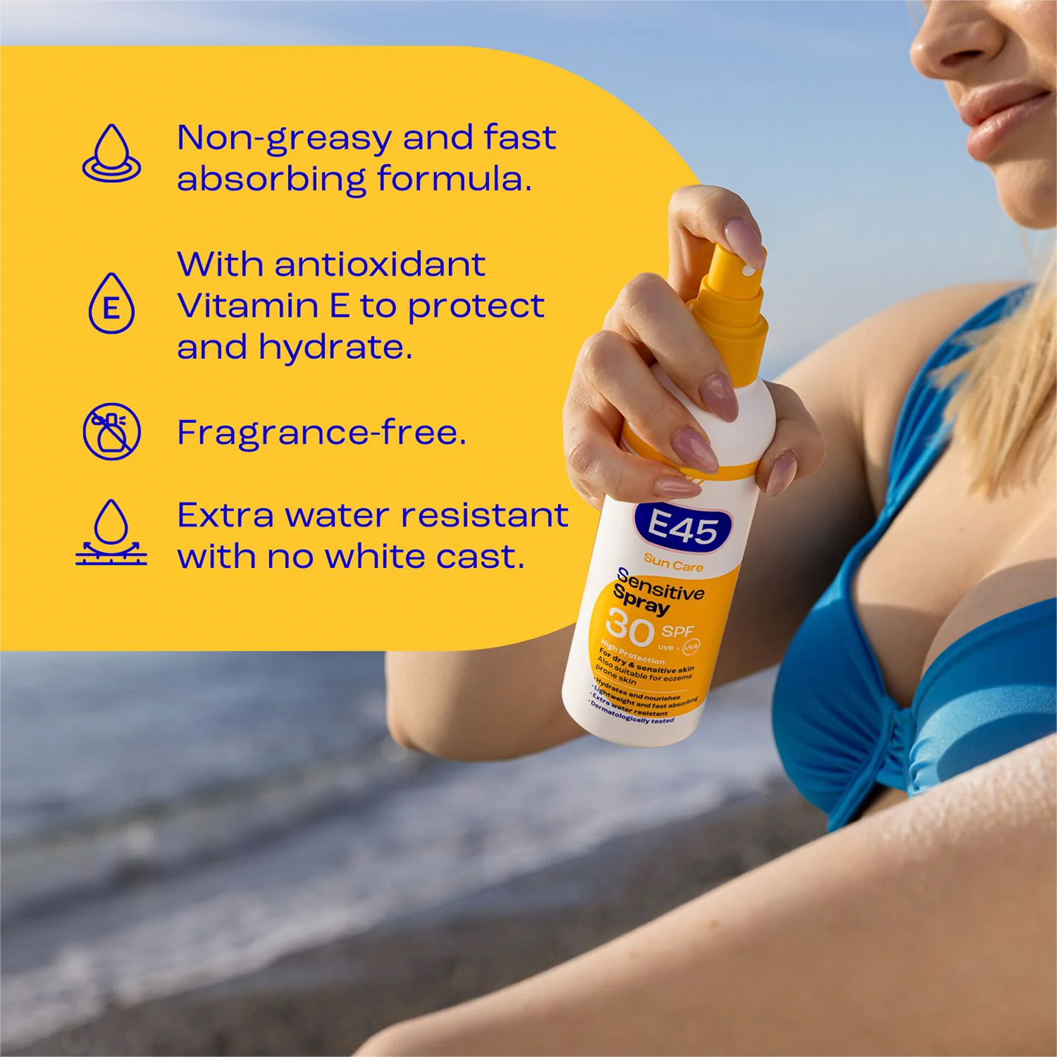 E45 SPF30 Sun Care Sensitive Spray 180ml - Image 5