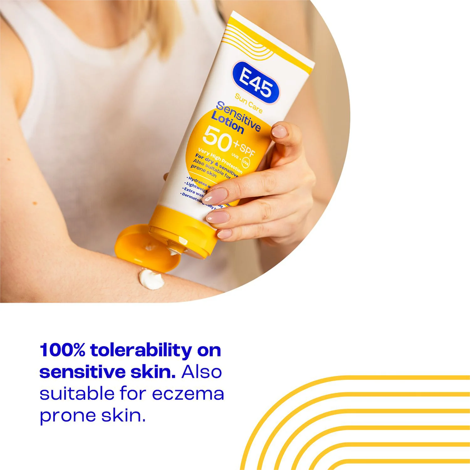 E45 Sun Care SPF50+ UVB + UVA Sensitive Lotion 180ml - Image 3