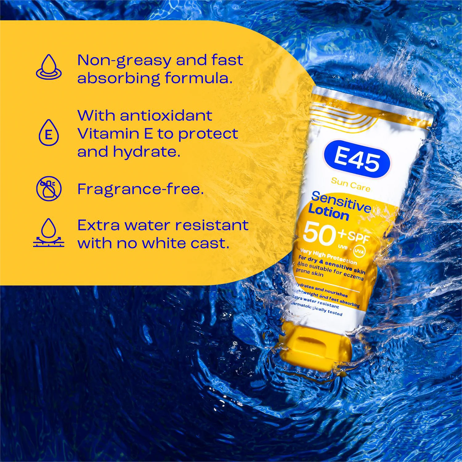 E45 Sun Care SPF50+ UVB + UVA Sensitive Lotion 180ml - Image 5