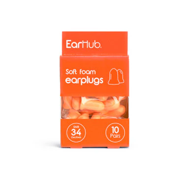 EarHub Premium Soft Foam Earplugs Orange 10 Pairs