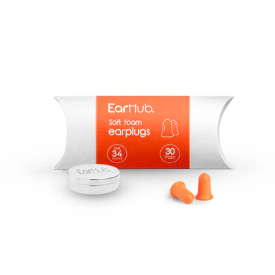EarHub Premium Soft Foam Earplugs Orange 30 Pairs