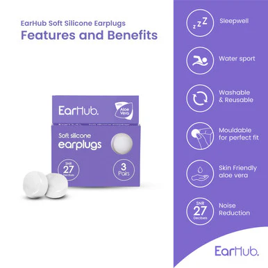 EarHub Sleepwell Premium Silicone Earplugs with Aloe Vera 3 Pairs - Image 5