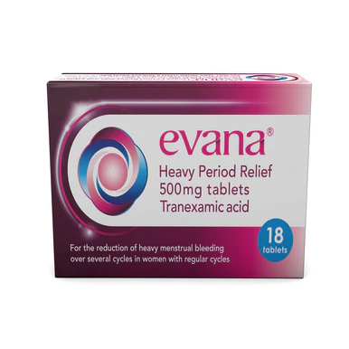 Evana for Heavy Period Relief 500mg 18 Tablets