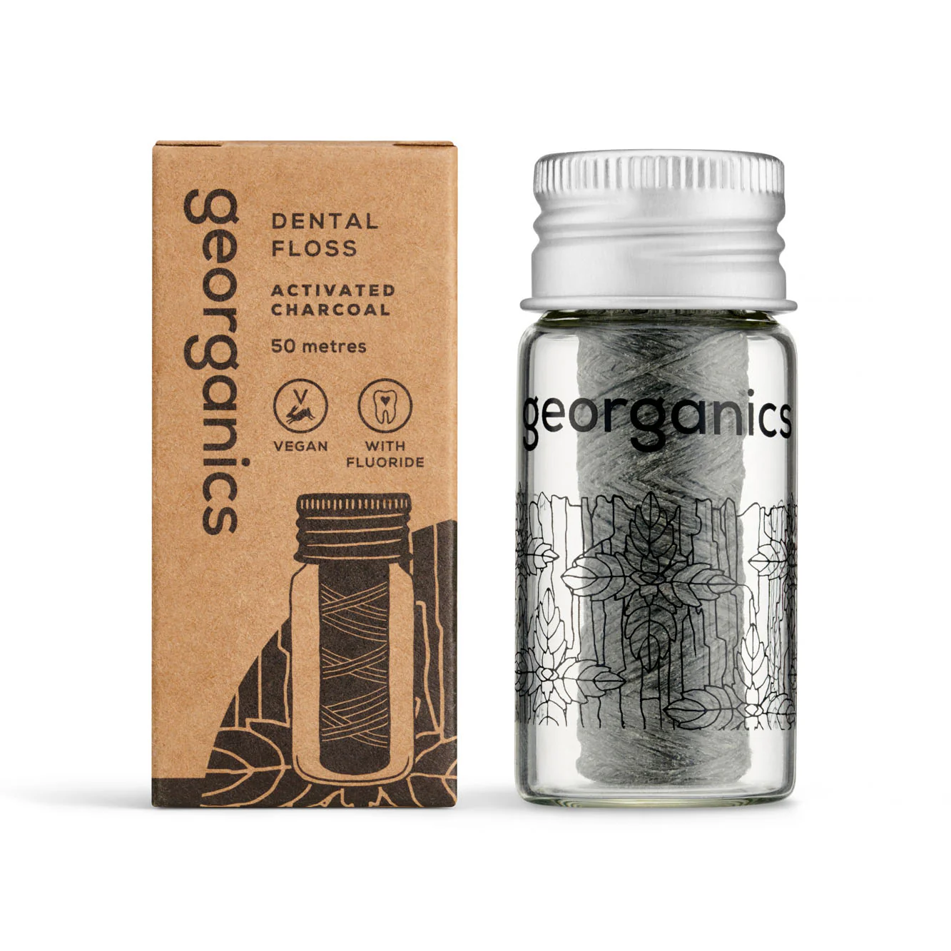Georganics Fluoride Dental Floss Charcoal 50m - Image 2