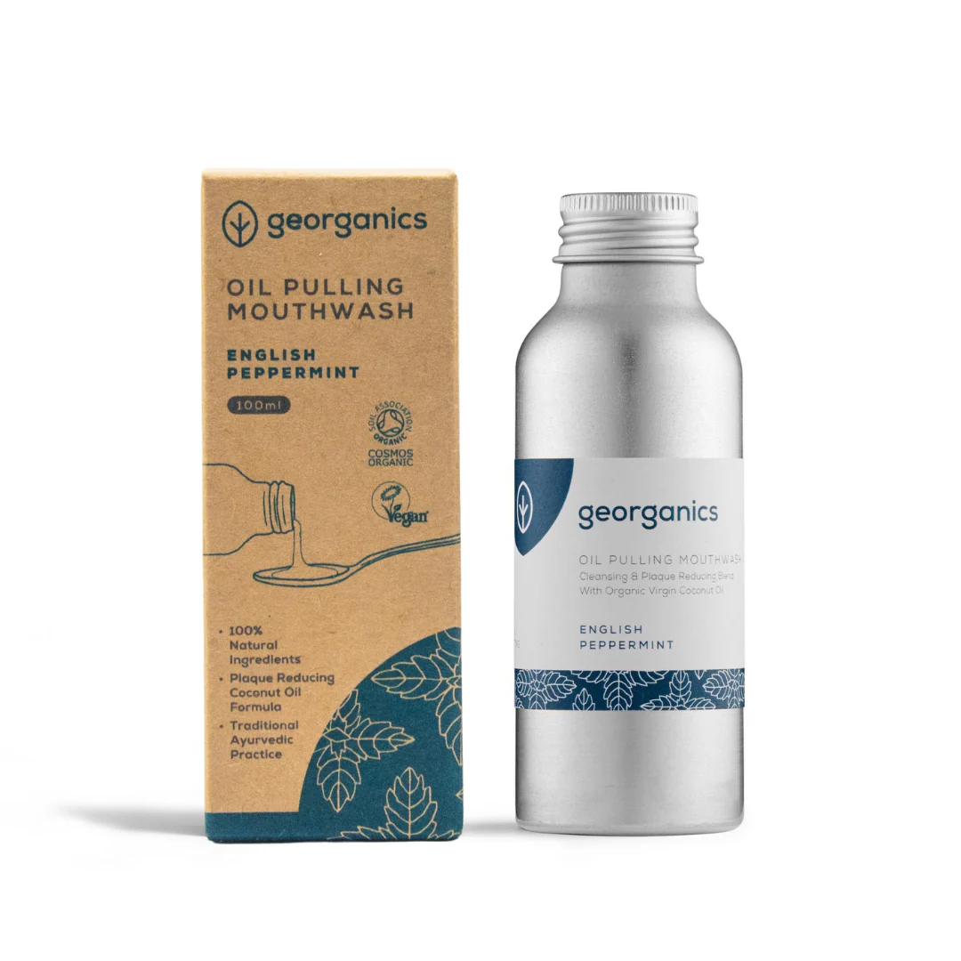 Georganics Oil Pulling Mouthwash Peppermint 100ml - Image 2