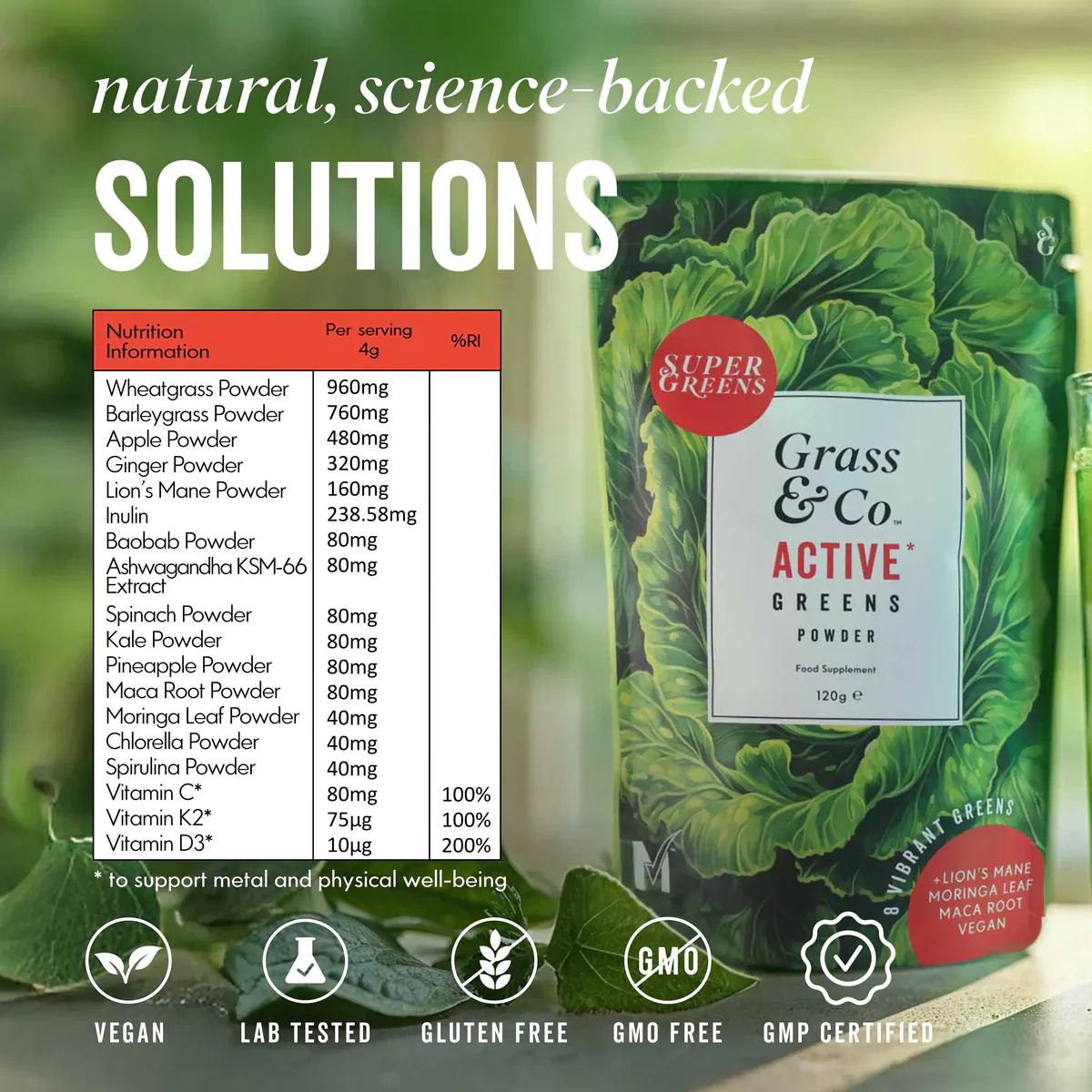 Grass & Co ACTIVE Super Greens Powder 120g - Image 10