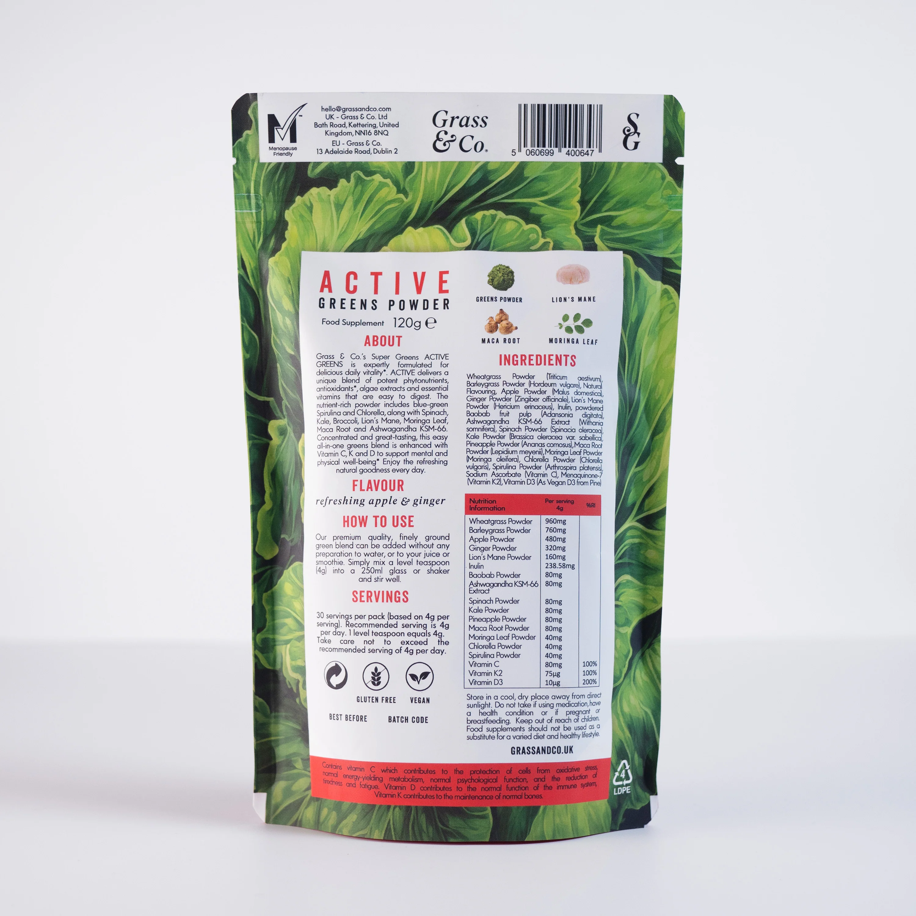 Grass & Co ACTIVE Super Greens Powder 120g - Image 2
