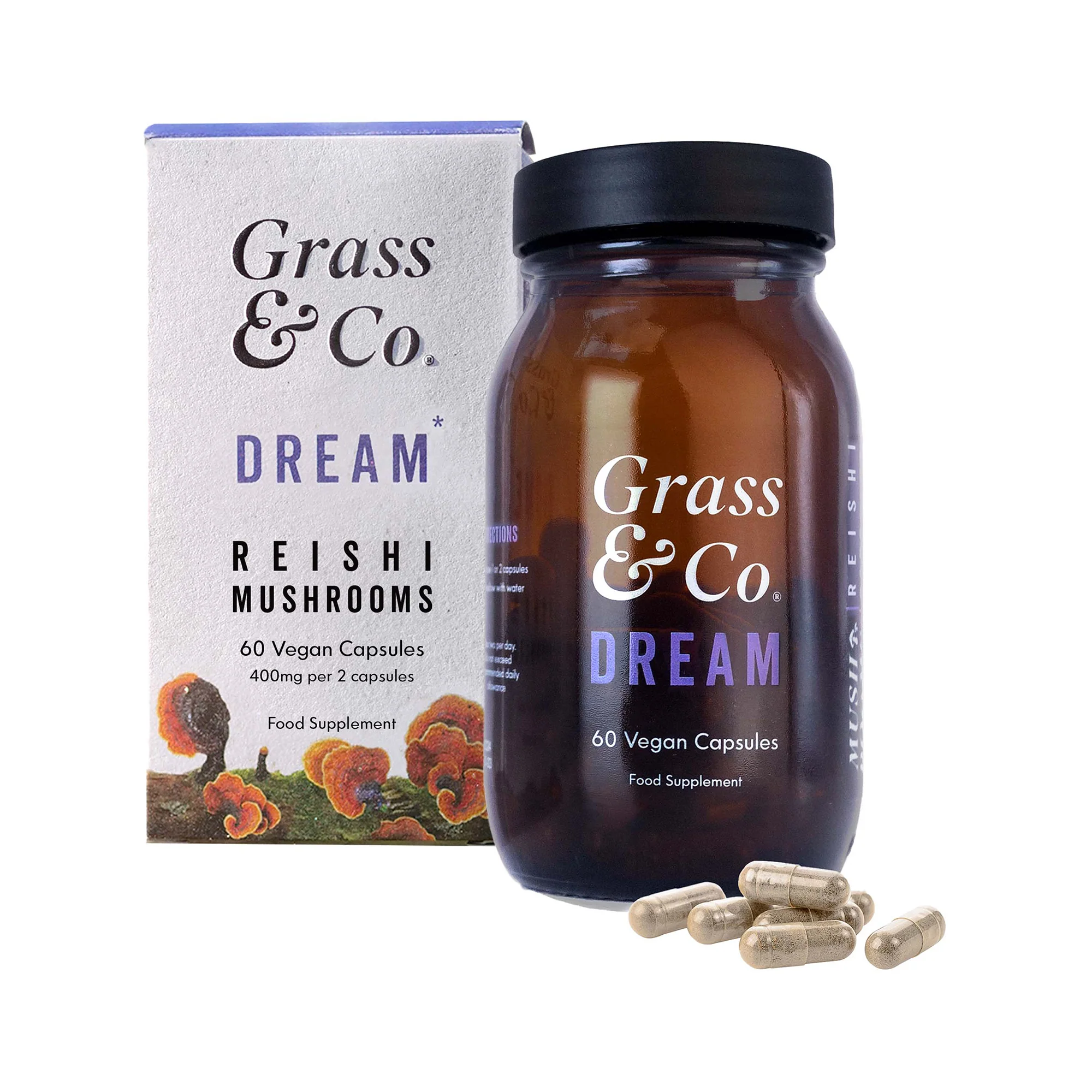 Grass & Co. DREAM Reishi Mushrooms with Magnesium + Sage 60 Vegan Capsules