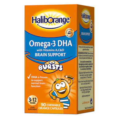 Haliborange Omega 3 DHA Brain Support Burst Orange 90 Capsules - Image 3