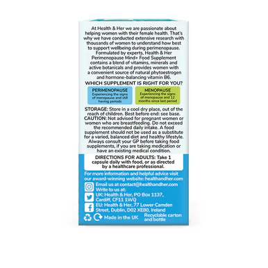 Health & Her Perimenopause Mind+ Multi Nutrient Support Supplement 30 Capsules - Image 4