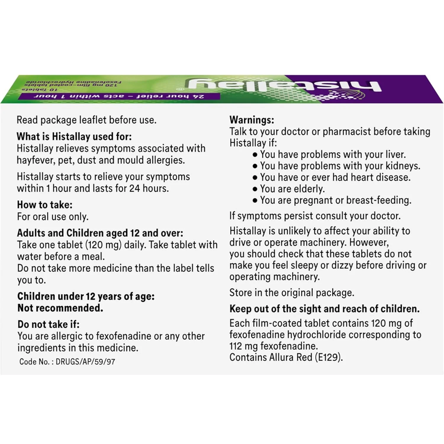 Histallay 120mg 30 Tablets x3 - Image 7