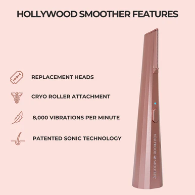 Hollywood Smoother, Sonic Dermaplaner- Rose Gold - Image 3