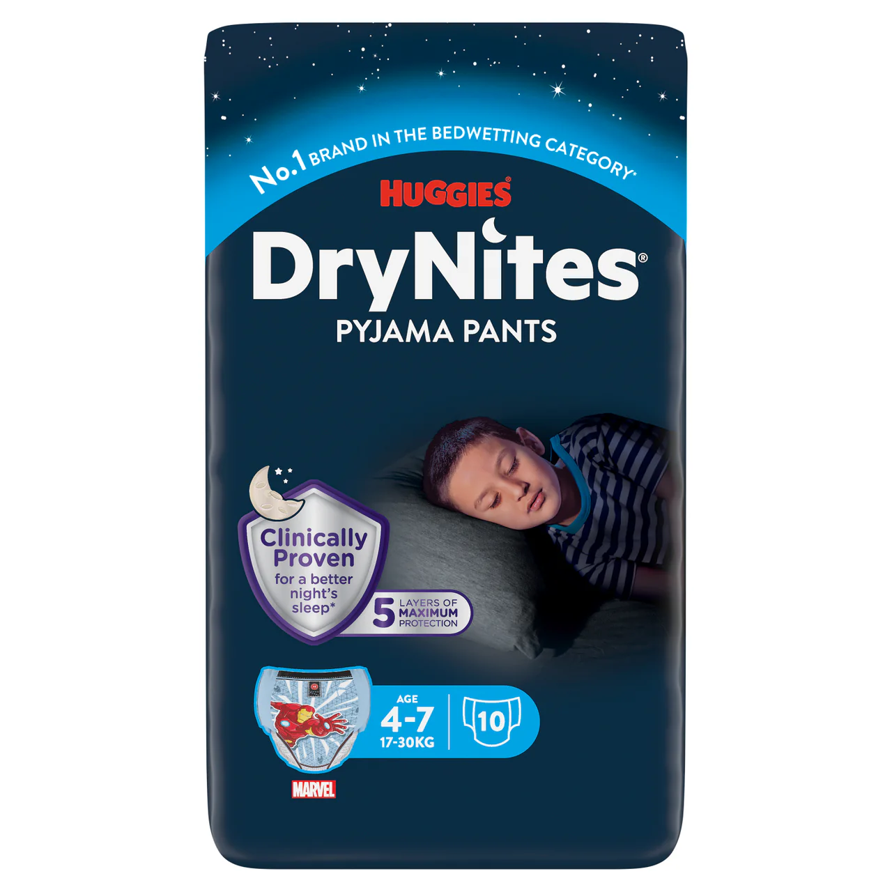 Huggies Drynites Pyjama Pants Boy 4-7 Years 10 Pack
