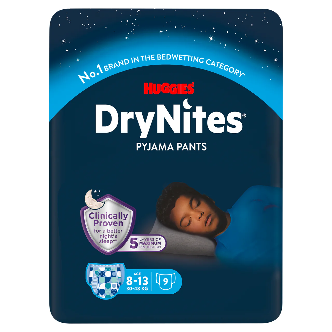 Huggies Drynites Pyjama Pants Boy 8-13 Years 9 Pack