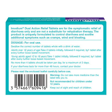 Imodium Dual Action Relief 12 Tablets - Image 5