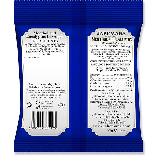 Jakemans Lozenges Menthol & Eucalyptus 73g - Image 2