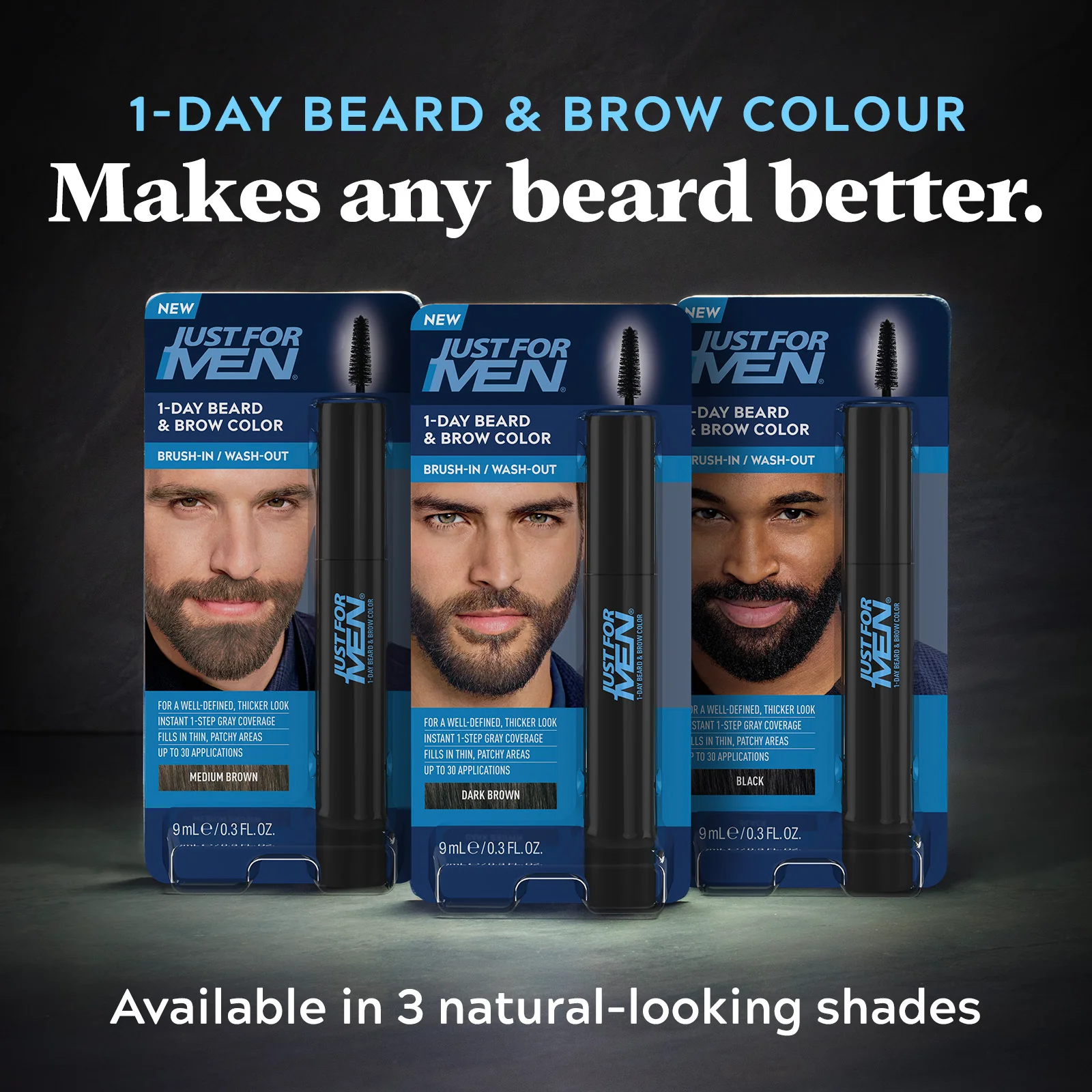 Just For Men 1-Day Beard & Brow Colour Dark Brown 9ml - Image 6