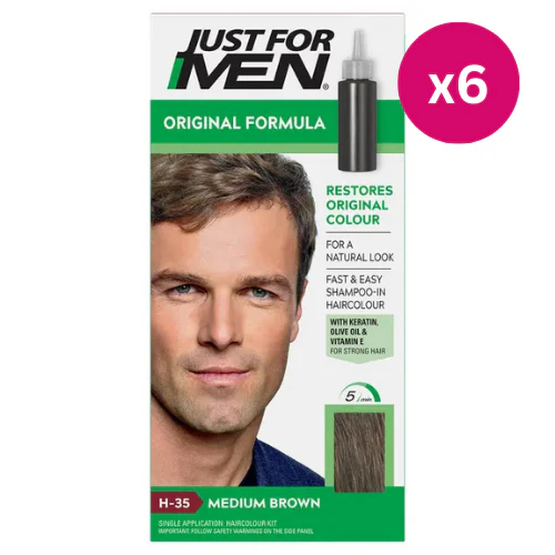 Just For Men Original Formula Medium Brown Hair Dye H-35 x 6